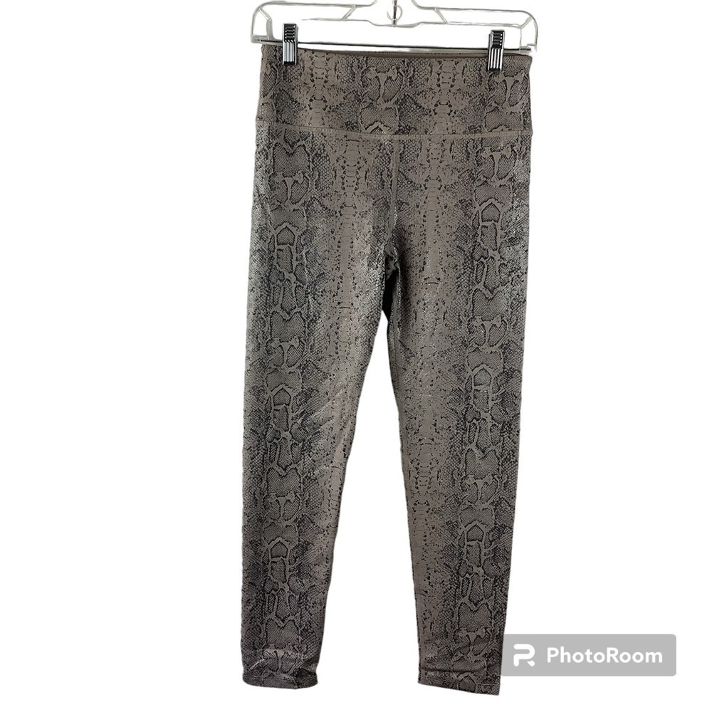 Noli Tan Silver Snakeskin Print Leggings Size Medium